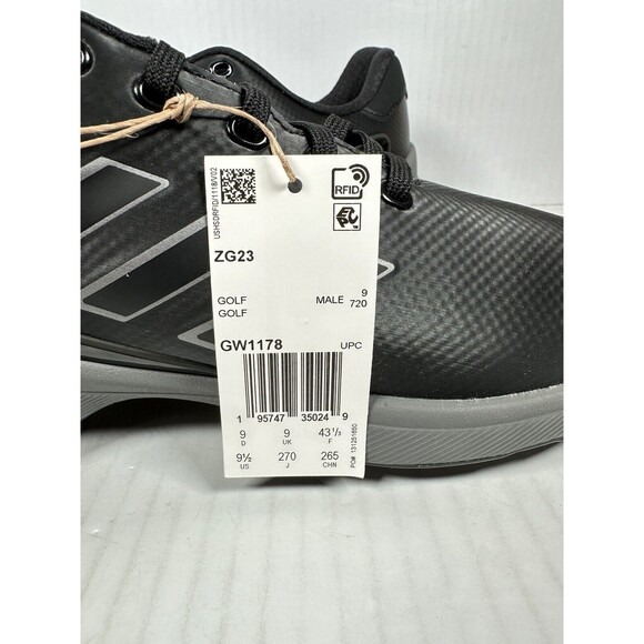 Size 9.5 Mens Adidas ZG23 Golf Shoes Black Silver Metallic Grey GW1178 NEW main image 5
